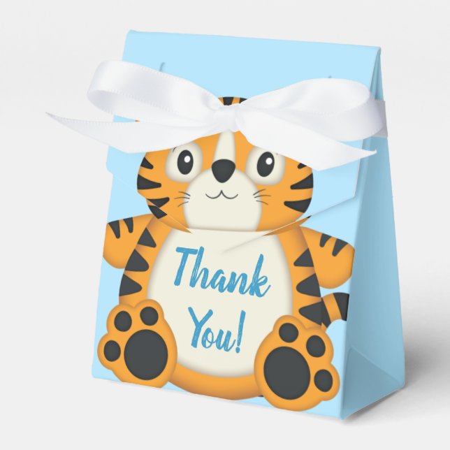 Tiger Baby Dusche Blue Geschenkschachtel (Vorderseite)