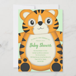 Tiger Baby Dusche Grün Einladung