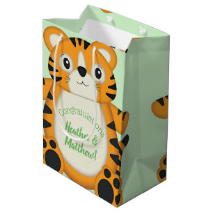 Tiger Baby Dusche Grün Mittlere Geschenktüte