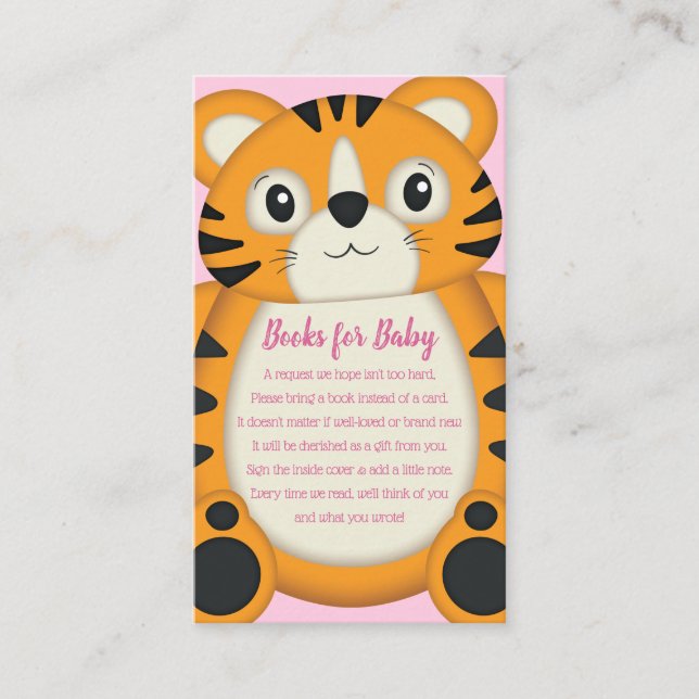 Tiger Baby Dusche Rosa Begleitkarte (Vorderseite)