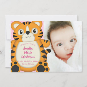 Tiger Baby Dusche Rosa Einladung