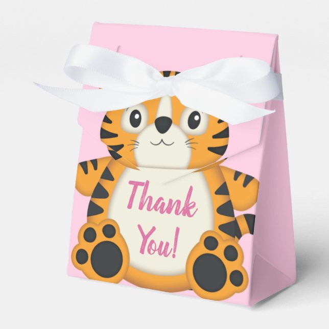Tiger Baby Dusche Rosa Geschenkschachtel (Vorderseite)