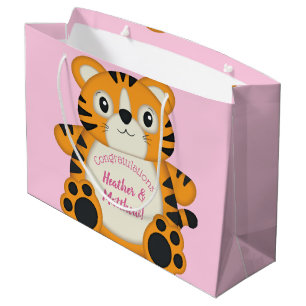 Tiger Baby Dusche Rosa Große Geschenktüte