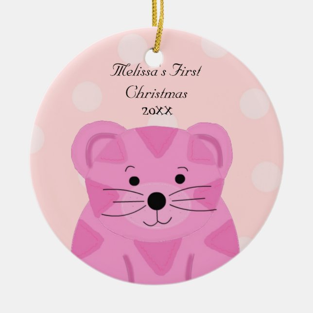 Tiger Baby First Christmas Keramik Ornament (Vorne)