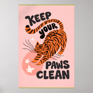 Tiger-Badezimmer-Druck, Spielerei Tier-Zitat-Wand Poster
