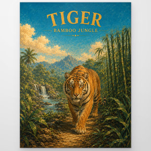 Tiger-Bambus-Dschungel-Aquarell GeoSaga Postkarte
