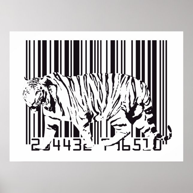 Tiger Barcode Art Poster (Vorne)
