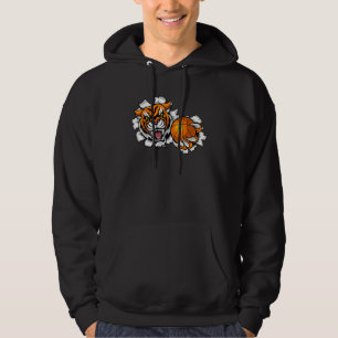 Tiger Basketball Mascot Tiersportteam Design Hoodie