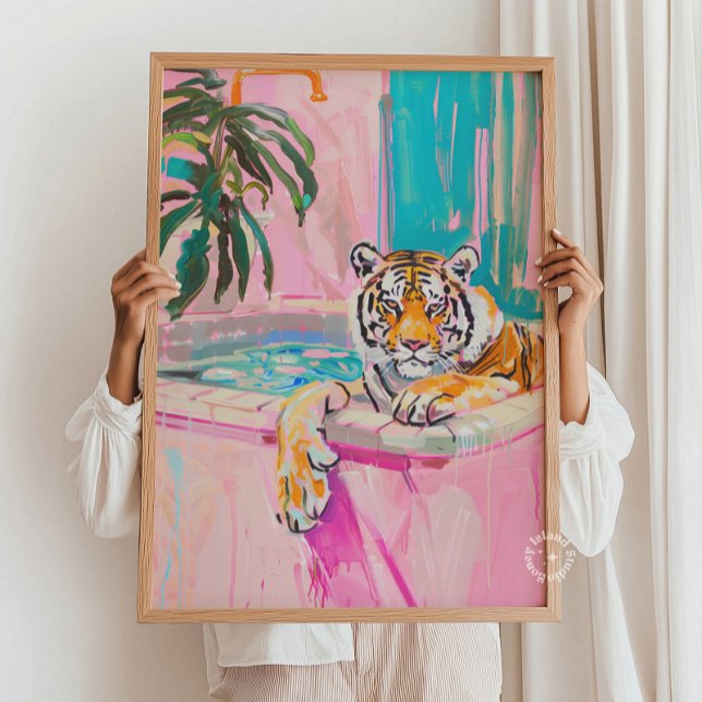 Tiger Bathtub Badezimmer Printwerbung Poster (Tiger Bathtub Bathroom Print)