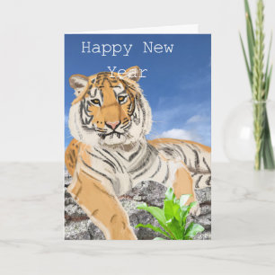 Tiger-bearbeitbare New Year Card Karte