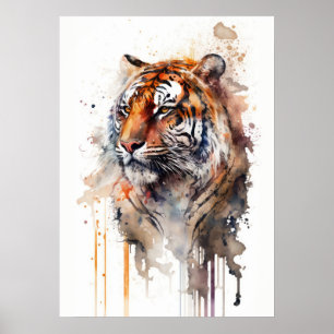 Tiger Beauty Watercolor Art Poster
