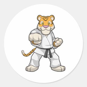 Tiger bei Martial Arts Karate Runder Aufkleber