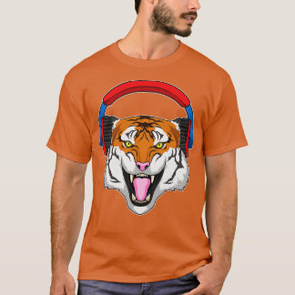 Tiger bei Musik mit Headphone T-Shirt