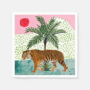 Tiger bei Sonnenaufgang Serviette