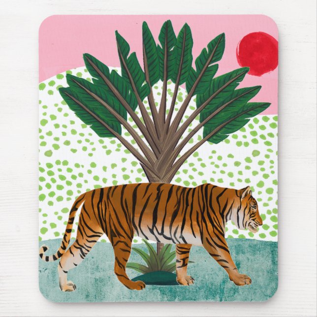 Tiger bei Sonnenuntergang Mousepad (Vorne)