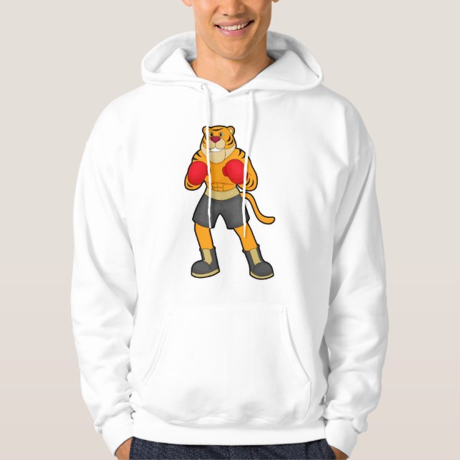 Tiger beim Boxen mit Boxhandschuhen Hoodie (Vorderseite)