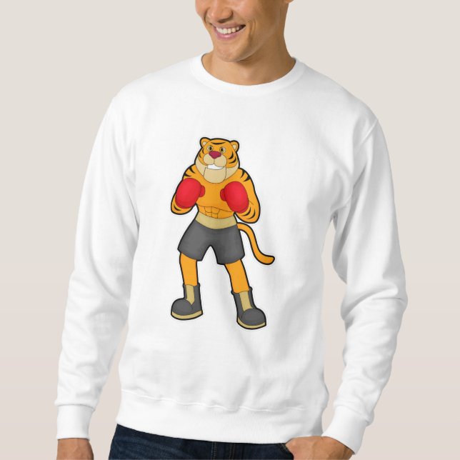 Tiger beim Boxen mit Boxhandschuhen Sweatshirt (Vorderseite)