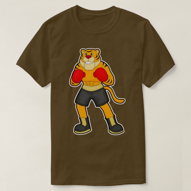 Tiger beim Boxen mit Boxhandschuhen T-Shirt (Design vorne)