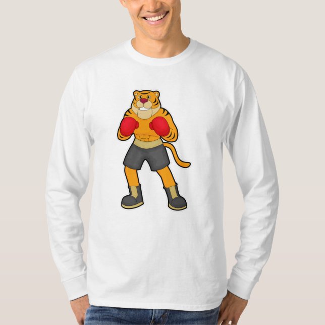Tiger beim Boxen mit Boxhandschuhen T-Shirt (Vorderseite)