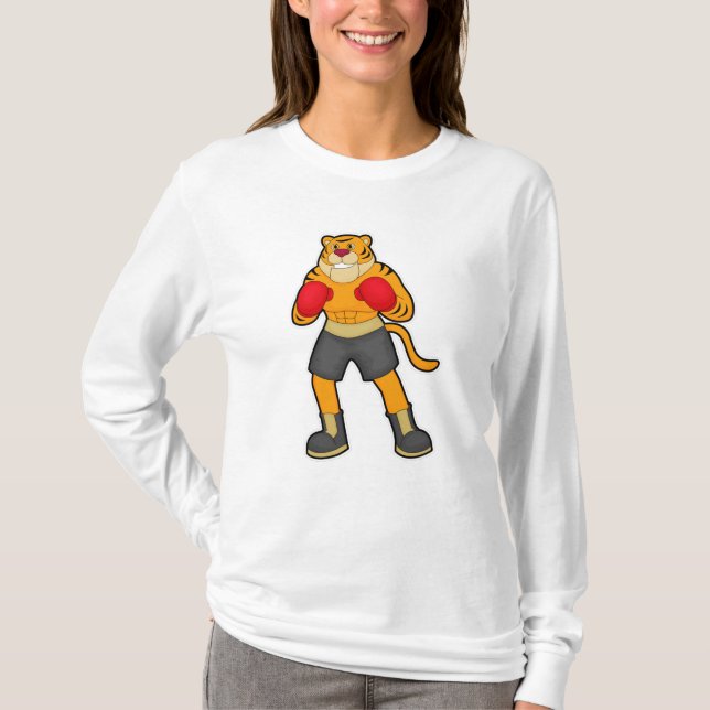 Tiger beim Boxen mit Boxhandschuhen T-Shirt (Vorderseite)