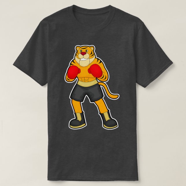 Tiger beim Boxen mit Boxhandschuhen T-Shirt (Design vorne)