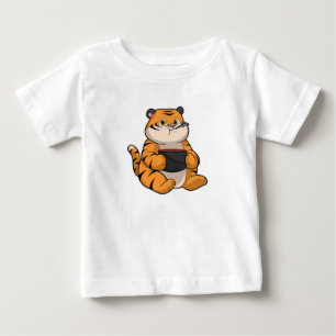 Tiger beim Essen mit Bowl Baby T-shirt