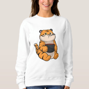Tiger beim Essen mit Bowl Sweatshirt