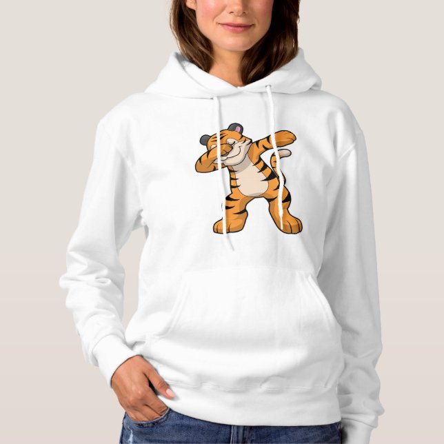 Tiger beim Hip Hop Dance Dab Hoodie (Vorderseite)