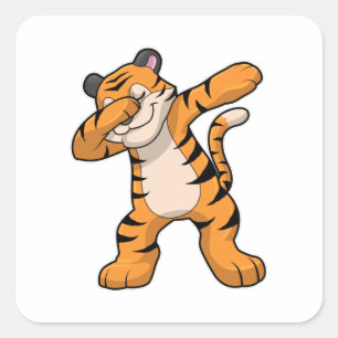 Tiger beim Hip Hop Dance Dab Quadratischer Aufkleber