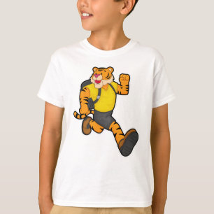 Tiger beim Laufen mit Rucksack T-Shirt