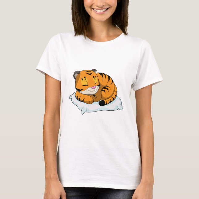 Tiger beim Schlafen mit Kissen T-Shirt (Vorderseite)