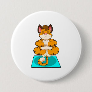 Tiger beim Yoga auf Yoga-Matte Button