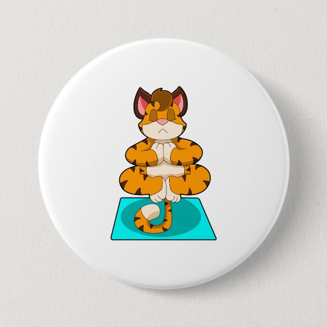 Tiger beim Yoga auf Yoga-Matte Button (Vorderseite)