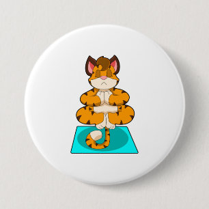 Tiger beim Yoga auf Yoga-Matte Button