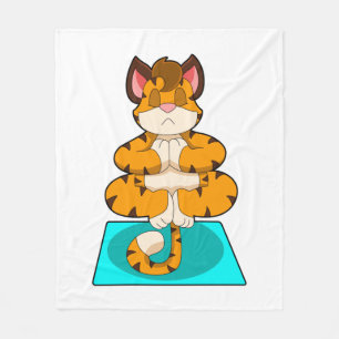 Tiger beim Yoga auf Yoga-Matte Fleecedecke