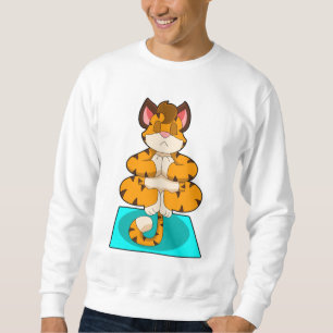 Tiger beim Yoga auf Yoga-Matte Sweatshirt