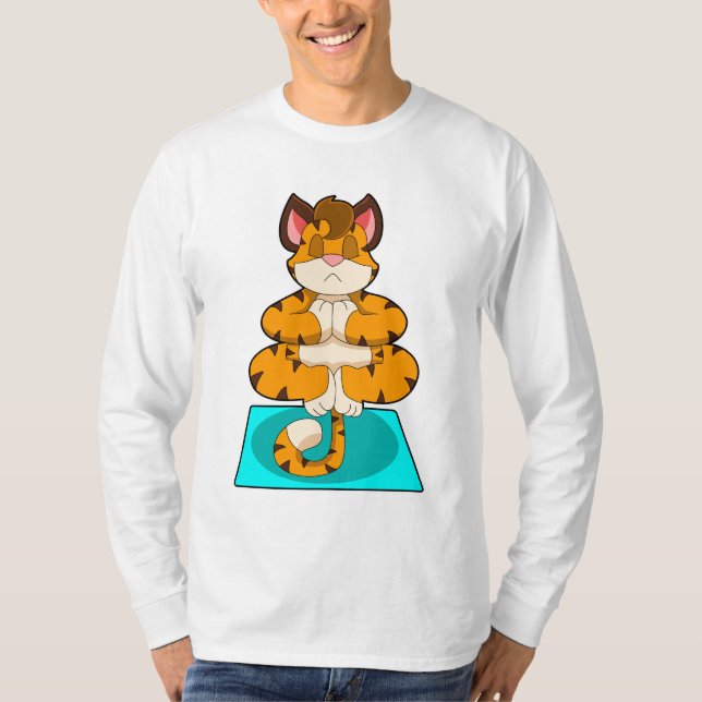 Tiger beim Yoga auf Yoga-Matte T-Shirt (Vorderseite)