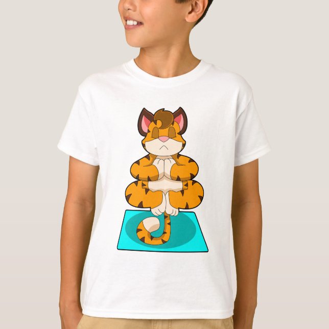 Tiger beim Yoga auf Yoga-Matte T-Shirt (Vorderseite)