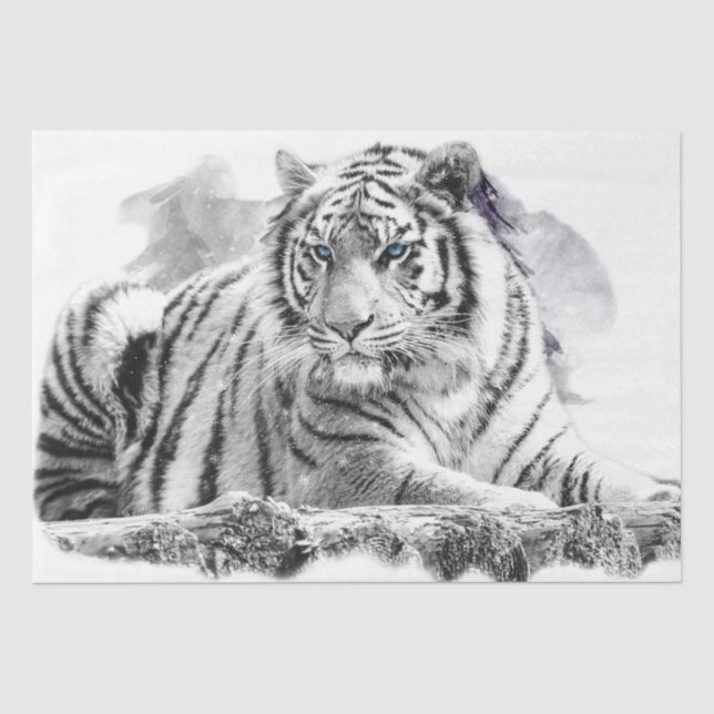 Tiger Bengalischer Weißschnee Seidenpapier (Vorderseite)