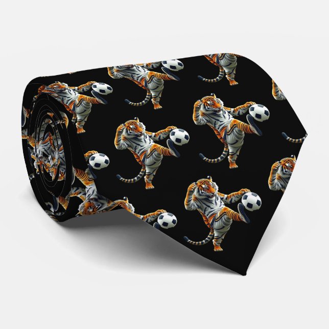 Tiger Bengalisches Maskottchen mit Fußball Krawatte (Gerollt)