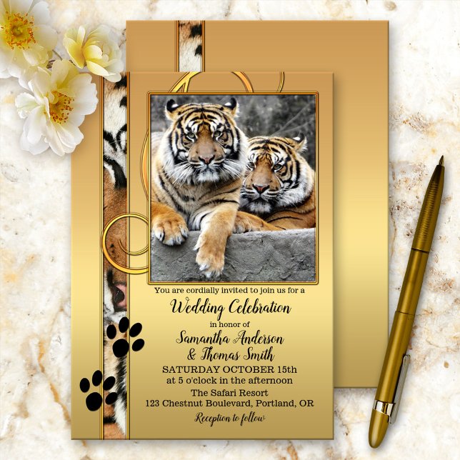 Tiger Big Cats Zoo oder Safari Hochzeit Einladung (Von Creator hochgeladen)
