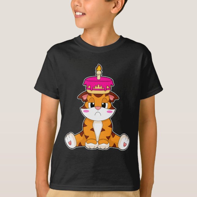 Tiger Birthday Cake Candle T-Shirt (Vorderseite)