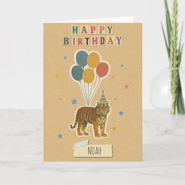 Tiger Birthday Card - Personalisierter Name Karte (Vorderseite)