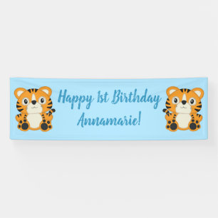 Tiger Birthday Party Blue Banner