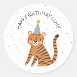 Tiger Birthday Runder Aufkleber