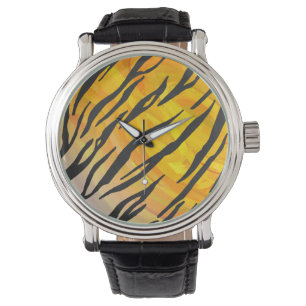 Tiger Black and Orange Print Armbanduhr