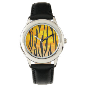 Tiger Black and Orange Print Armbanduhr