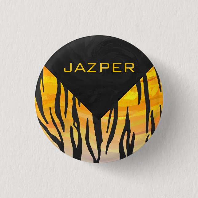 Tiger Black and Orange Print Button (Vorderseite)