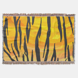 Tiger Black and Orange Print Decke