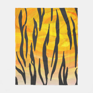 Tiger Black and Orange Print Fleecedecke